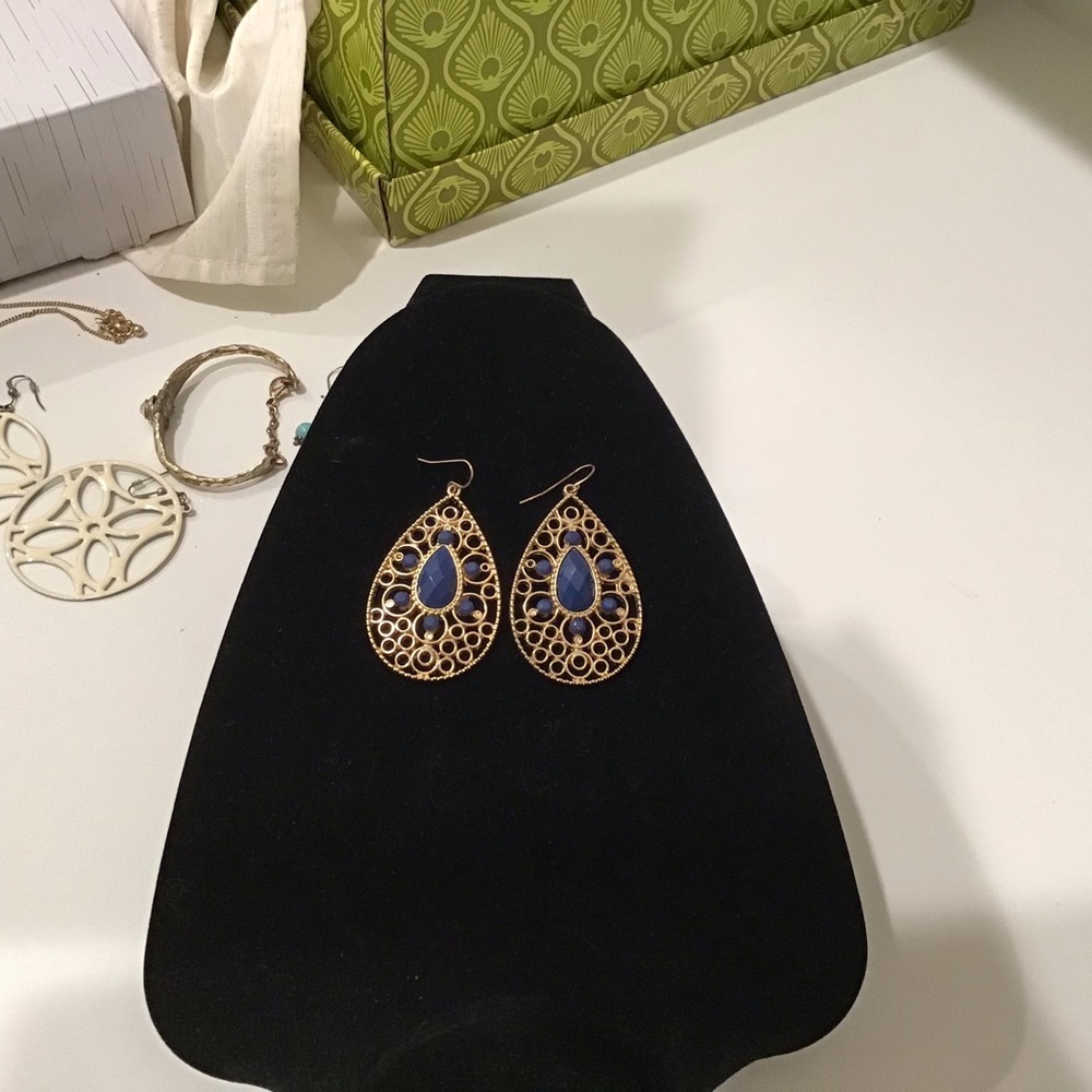 🔴ROYAL BLUE & GOLD EARRINGS🔴🔴 - Picture 4 of 4